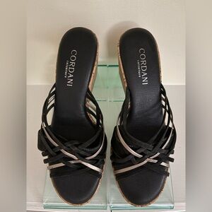 Cordani Women's Black and Silver Strappy Sandals